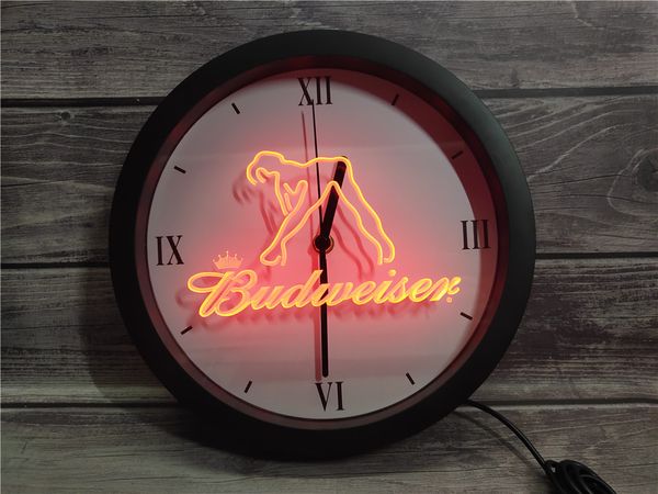 0E133 Budweiser Exotic Dancer Stripper Bar APP RGB LED Neonlichtschilder Wanduhr