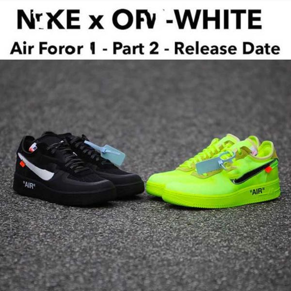 

off w white x nÃ¬ke air forcÃ¨ forcing 1 low force one 1 virgil volt ao4606 white green sneakers sports running shoes 36-45 112408, Black