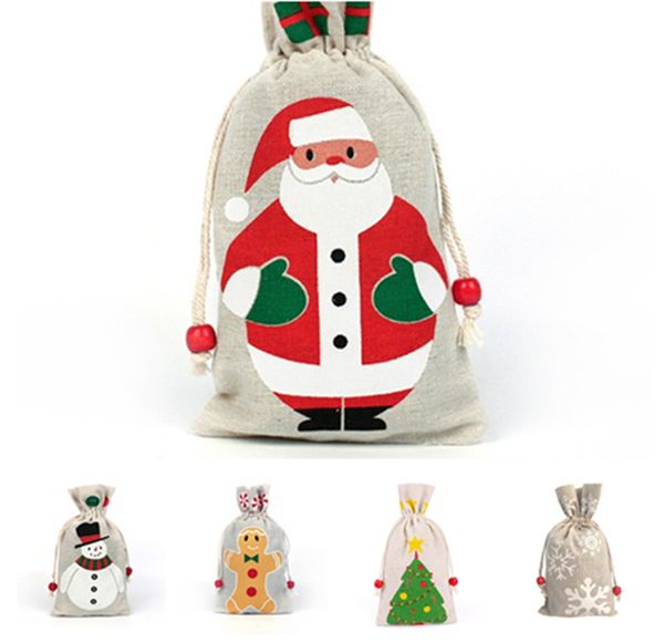 

новогодние подарочные пакеты сумка на шнурке 13 * 23см. конфеты. мешки с рождеством. санта-пряничный человечек снеговик. рождественская елка