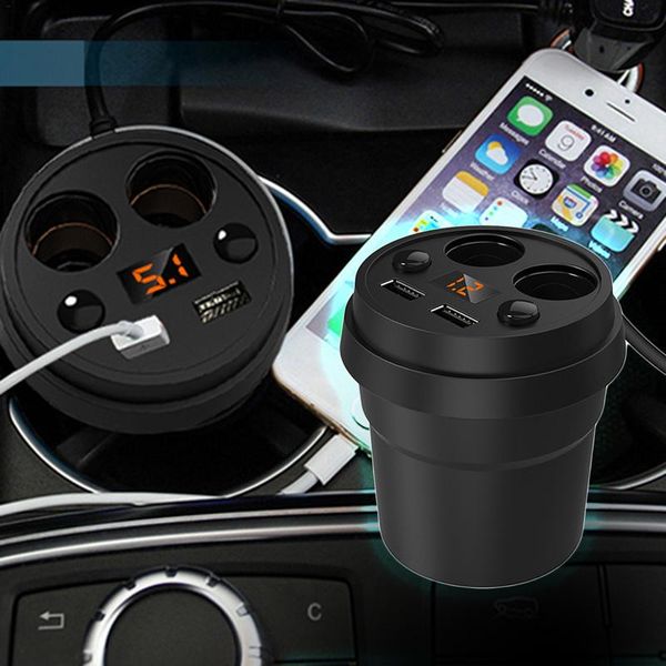 

car charger 2 usb 3.1a cup power socket adapter cigarette lighter splitter mobile phone chargers with voltage led display