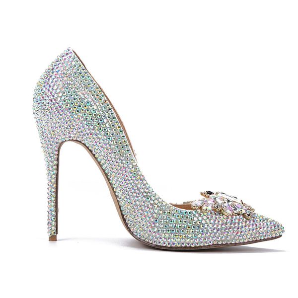 

Обувь для подружек невесты Bling bling Crystal AB Горный хрусталь Свадебная обувь Бабочка с острым носом Свадебные банкетные туфли Свадебная обувь