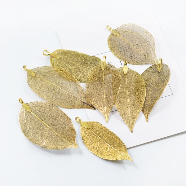 

natural filigree leaf long pendant charm for necklace dangle pendant making, Black