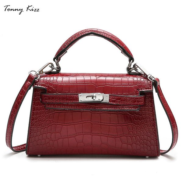 

tonny kizz women handbag split leather tote bag female crossbody bags ladies alligator prints handle bag good quality totes