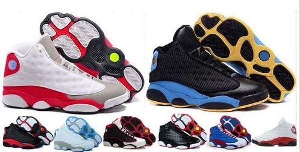 

13 xiii men basketball shoes leather 13s black toe 13s bred navy game grey toe flint grey 13s sneakers with box 4-5-11-12