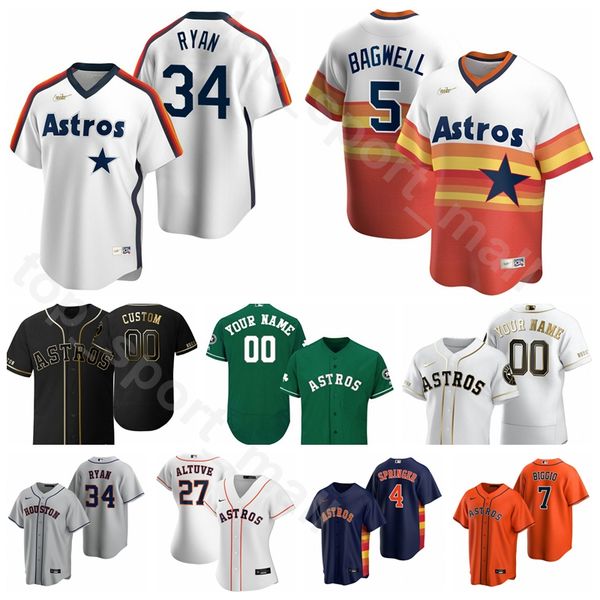 

2020 baseball 34 nolan ryan jersey 5 jeff bagwell 7 craig biggio 25 jose cruz 24 jimmy wynn 33 mike scott custom name, Blue;black