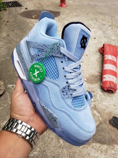

men 2019 4 unc shoes powder blue 4s sneaker, Black