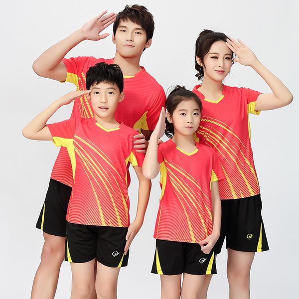 

badminton jersey serve short sleeve men and women children short sleeve athletic tennis training, White;yellow