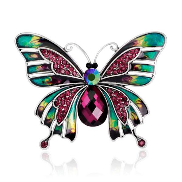 

retro brooch rhinestone colorful enamel butterfly branch brooch pins men women's brooches for suits dress banquet brooch gift, Gray