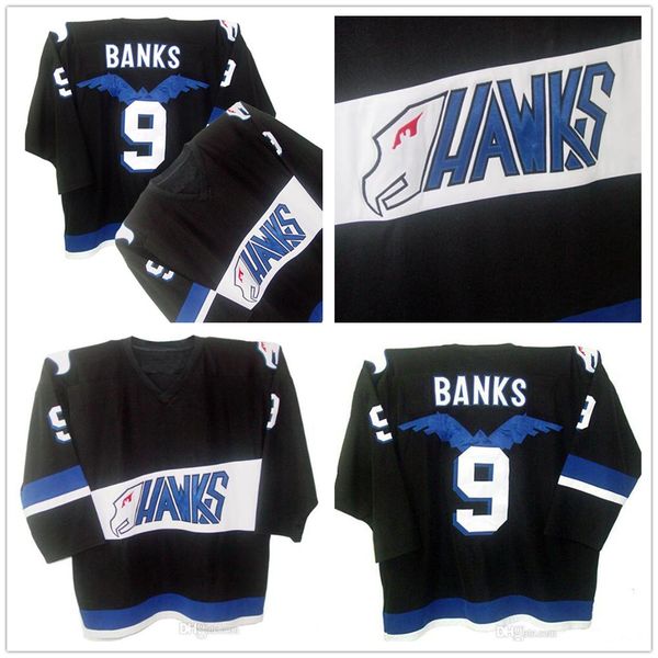 

mighty ducks worn movie jersey hawks #9 adam banks jersey mens 100% stitched embroidery shirt hockey jerseys black color ing, Black;yellow