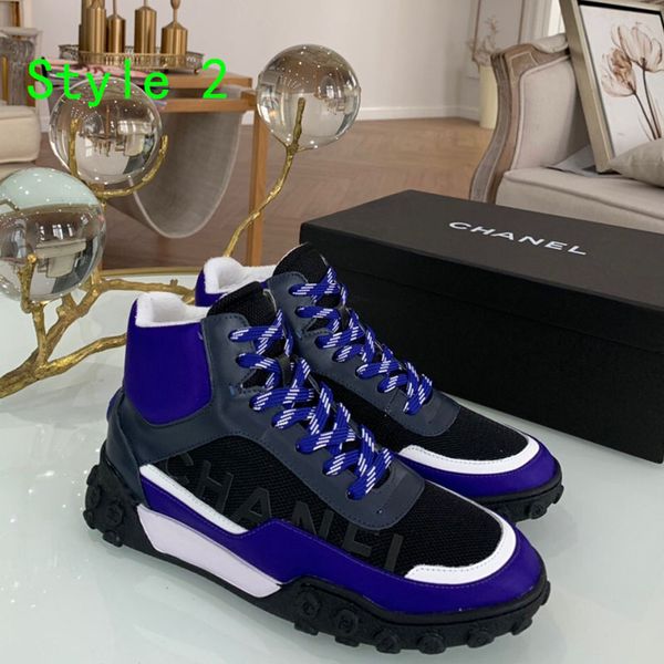 

Luxury port ankle boot women dre ca ual hoe lace up flat canva color matching fa hion high man neaker of with box