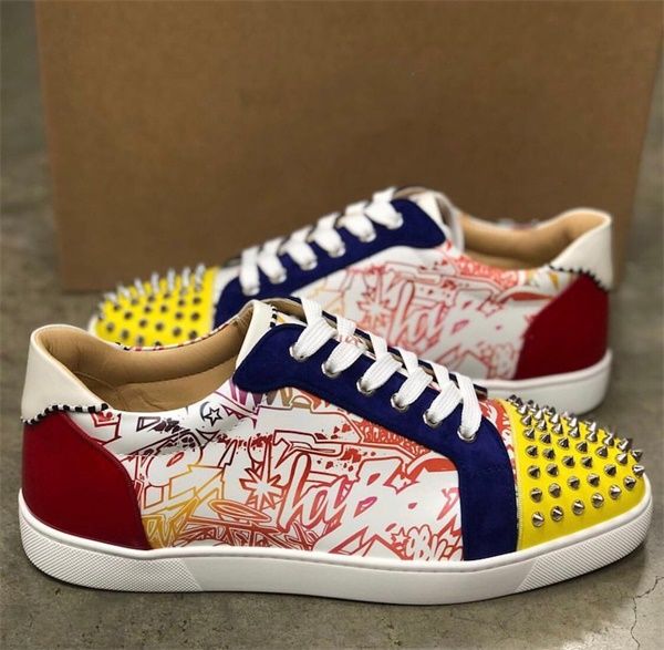 

designer shoes red bottom junior spikes seavaste 2 orlato trainers real calfskin patent suede leather shoe men flat party wedding shoes t07, Black