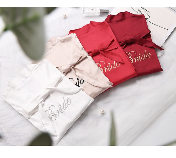 

pajamas nightgowns women sleepwear for women wedding custom date personality kimono satin wedding robe mother of the robes maid of honor, Black;red