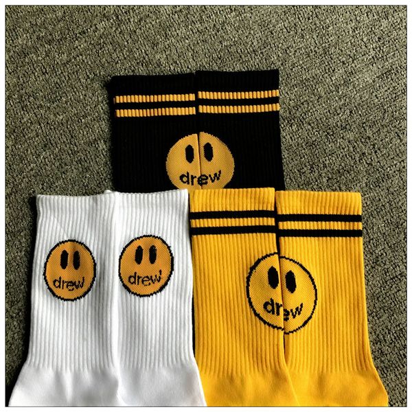 

джастин бибер drew house носков чулки мужчина женщина hip hop носки высокого качества dh хлопок скейтборд носок streetwear нового, Black