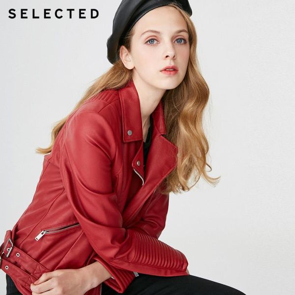 

selected women's autumn zipped pu motorcycle jacket s|4191p3503, Black