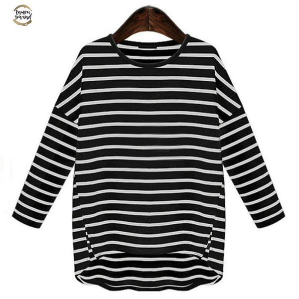 

осень весна женщины футболки нашивки пуловеры чистый хлопок женщины с длинным рукавом тройники сыпучие большой плюс размер завышение s 5xl, White