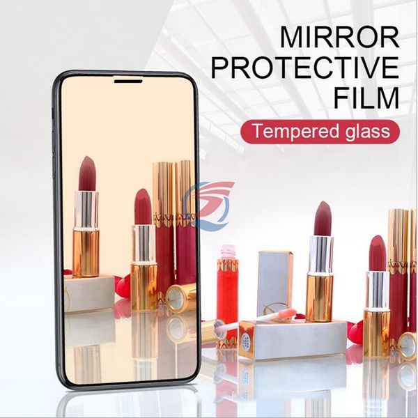 Cor beleza espelho temperado protetor de tela de vidro para iphone 12 11 pro max xr x xs max 8 8plus 7 7PLUS 6 6plus dhl navio livre