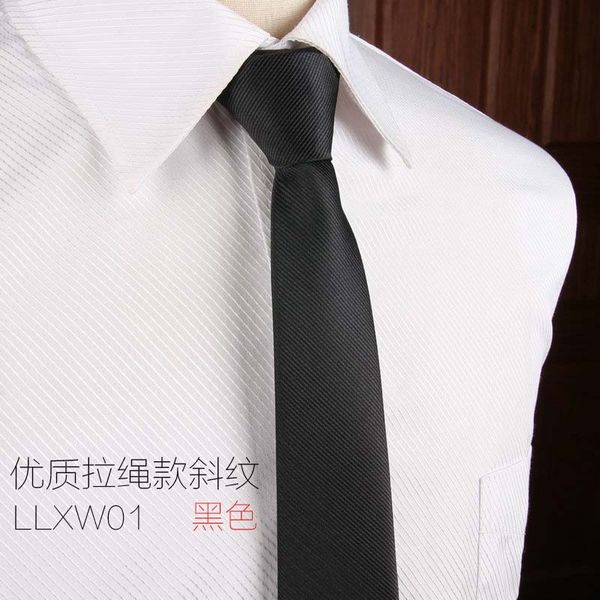 

black navy 5cm korean version of slim small tie mens and womens-style easy to pull knotted lazy zipper tie, Blue;purple