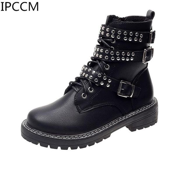 

2019 autumn and winter new fashion trend exquisite wild round head breathable odor-resistant women's boots, Black