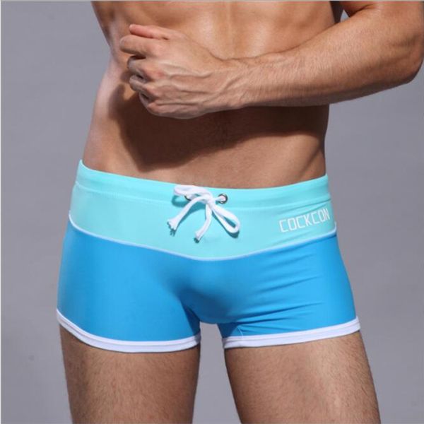 

cockcon men patchwork trunks cockcon nylon low waist men's boxer short beach wear, White;black