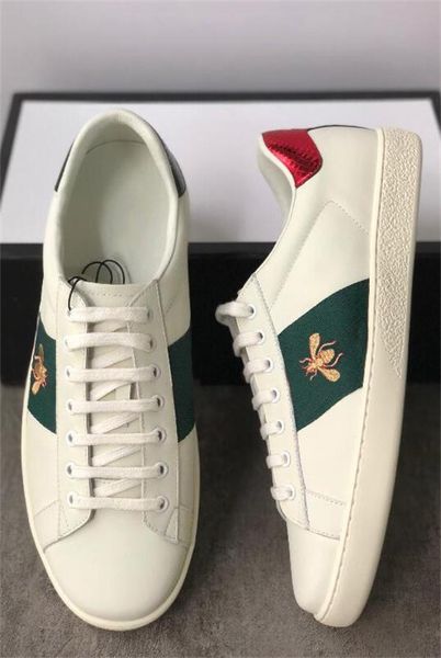 

designer shoes crystal embroidered ace leather sneaker low-leather trainers rubber bottom snake bee stripes pattern casual shoes, Black