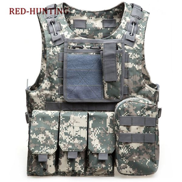 

us army acu professional amphibious tactical molle combat assault plate carrier vest tactical vest 5 color, Camo;black