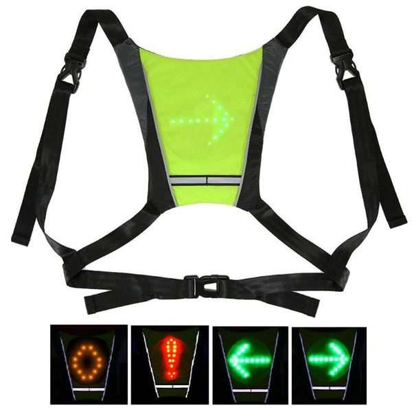 

cycling bicycle led wireless safety turn signal light vest for riding night guiding hb88, Black