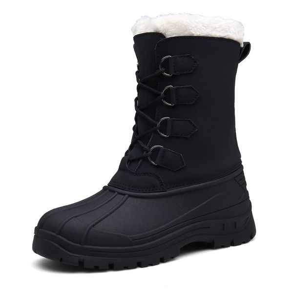

2019 winter man snow boots casual warm plus velvet cotton shoes outdoor running hiking shoes plush size male boots aehq0373, Black