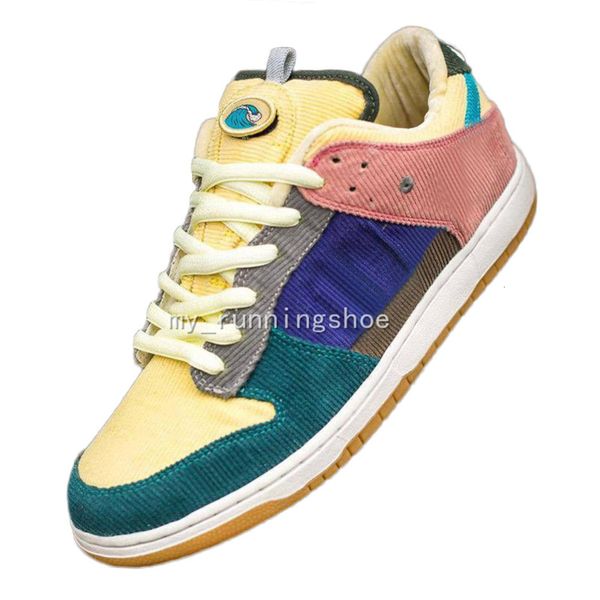 

new custom sean wotherspoon sb dunk low pro og qs corduroy skateboarding shoes men women running shoes blue yellow mens sport sneakers