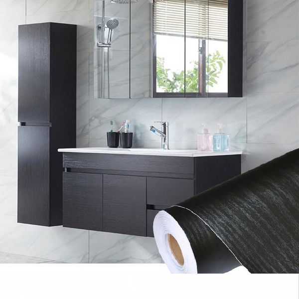 

pvc self adhesive waterproof black wood wallpaper roll for furniture door deskcabinets wardrobe wall contact paper
