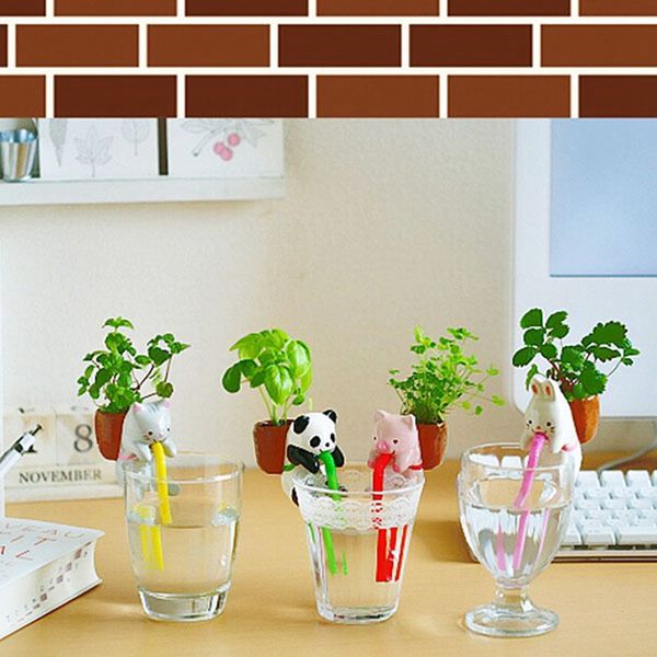 

mini auto water absorption animal potted plants office deskplant