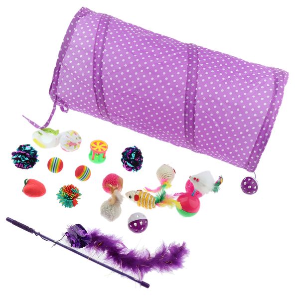 

16-piece ultra funny cat stick tunnel paper ball catnip combination toys set