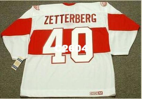 

men #40 henrik zetterberg detroit red wings 1920's ccm vintage retro hockey jersey or custom any name or number retro jersey, Black;red