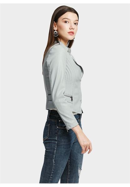 

sleeve solid color female clothing luxury casual apparel womens autumn designer pu jackets lapel neck long, Black;brown