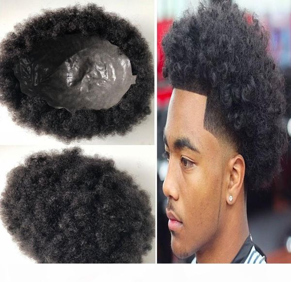 

full thin skin afro toupee selling black hair brazilian unprocessed human hair afro kinky curl pu toupee for black men ing