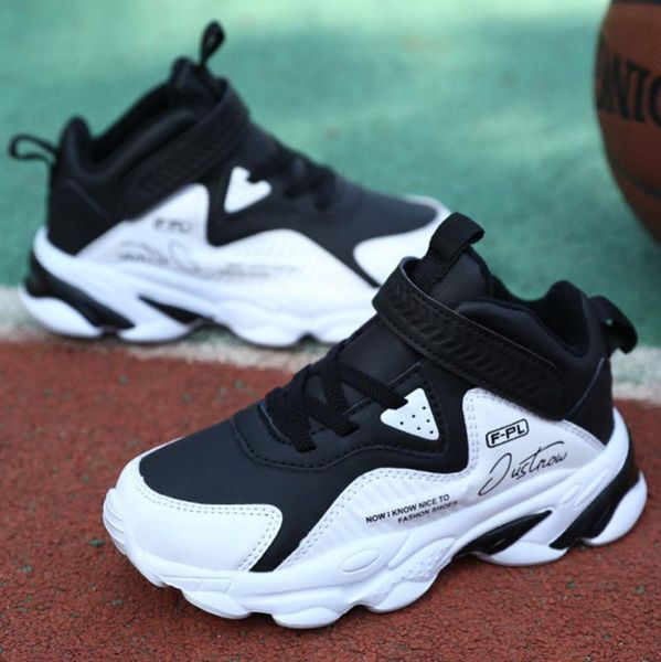 

children's sports shoes 2020 new spring and autumn boys basketball shoes winter plus velvet warm little boy two cotton, Black;red