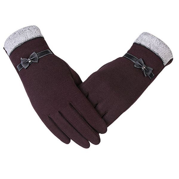 

kuyomens new fashion women gloves autumn winter cute bow warm warmer mitts full finger mittens women cashmere female gloves, Blue;gray
