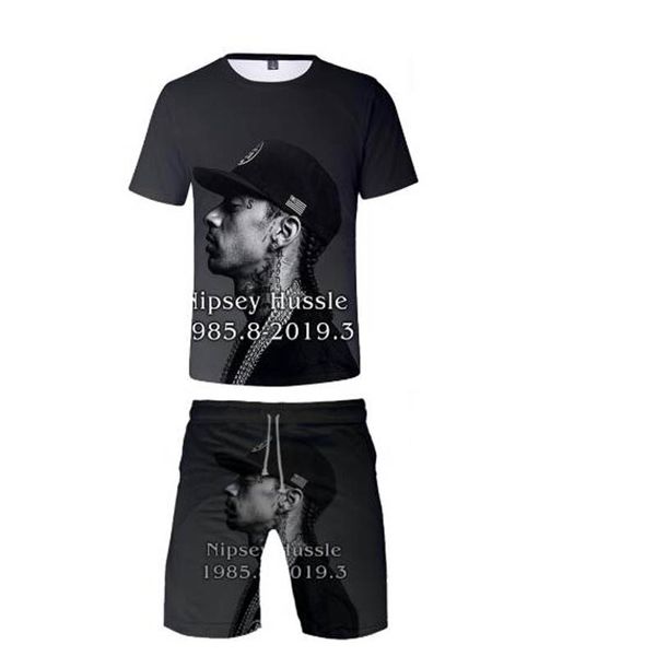 

sale crop hussle 3d print streetwear suit women/men fashion summer nipsey piece set 2019 kids two casual shorts clothes sdgmq, Black