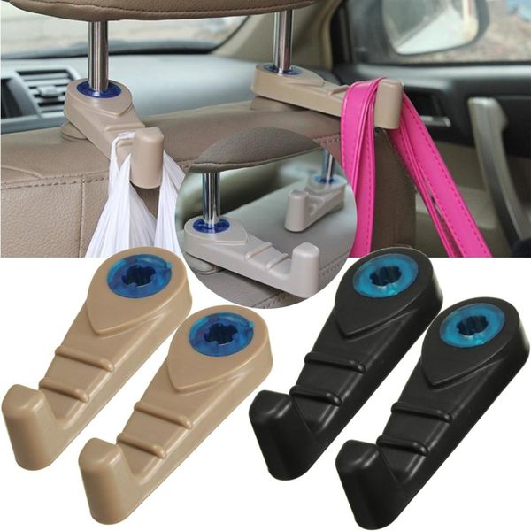 

2x universal van car seat headrest hanger holder hooks for luggage purse bag purse cloth antiskid cream/black