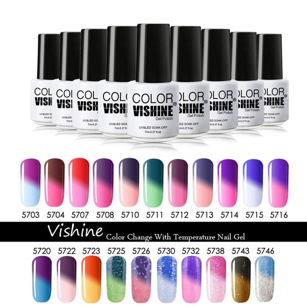 

vishine nail polish color change temperature gel nail design diy full set 35 colors available soak off uv gel polish nails, Red;pink