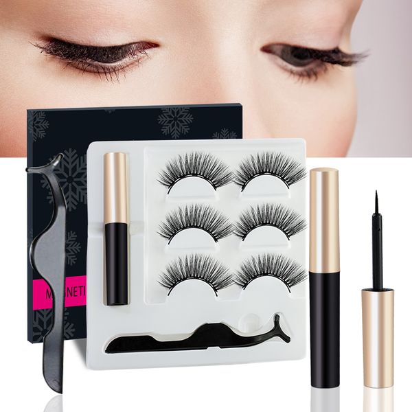 

5 magnet eyelashes magnetic eyelashes natural long glue-3d resuable silk fiber hand-made false lashes extension