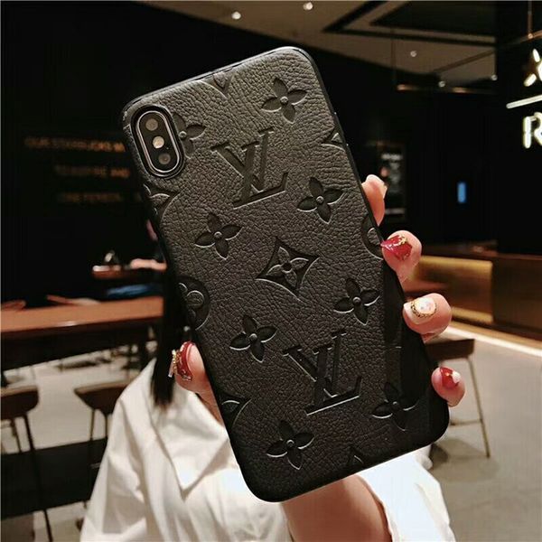 

luxury designer phone cases for iphone 11 pro max 12 xs xr x 7 8 plus fashion pu leather imprint patterncurve cover drop shipping