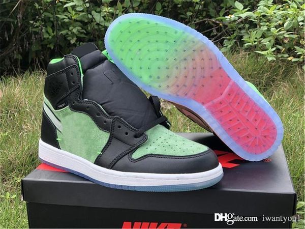 

2020 authentic 1 high zoom rage green black tomatillo basketball shoes men 3m reflective logo sneakers sports with original box