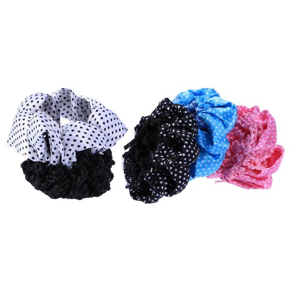 

4pcs hair snood satin elastic ruffles elegant hair net headdress flower snood net for dance performance ballet