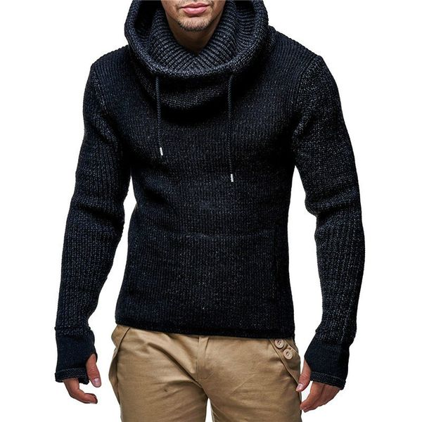 

zogaa 2019 autumn winter new men's turtleneck sweaters male high street solid color sweaters slim fit knitted pullover sweater, White;black