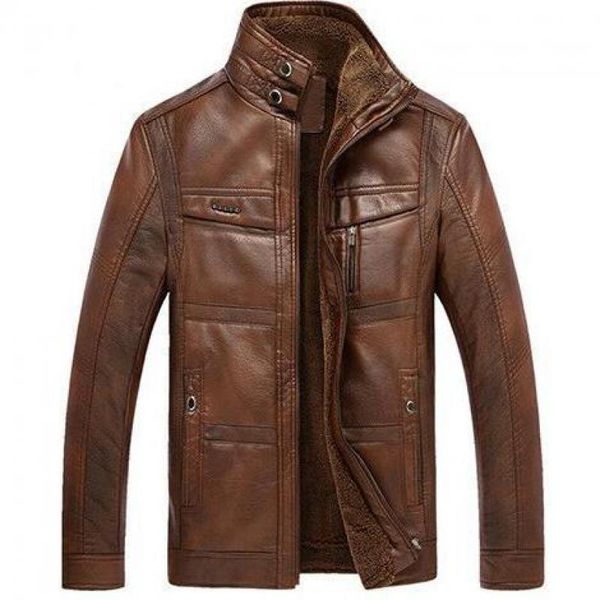 

men winter plus velvet leather jacket 2019 fashion slim pu leather jacket coat artificial autumn male jackets 3xl black
