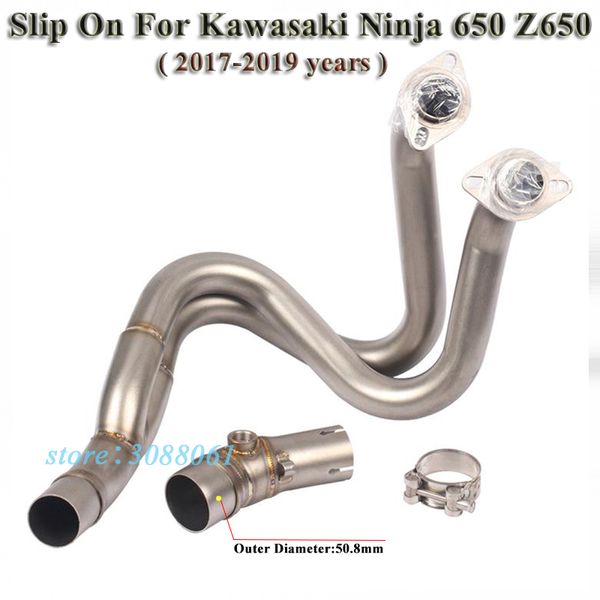 

motorcycle exhaust escape slip on for er6n ninja 650 z650 2017 2018 2019 connector front link pipe without 51mm muffler