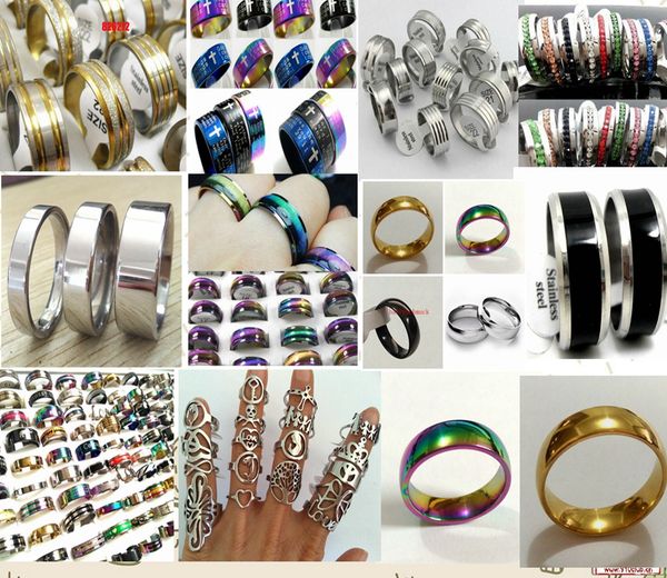 

bulk lots 500pcs mix men women fashion stainless steel rings wholesale jewelry lots, Silver