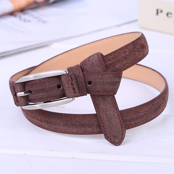 

elifashion female fashion wild thin section frosted pig skin belt trend small pin buckle dress belt 10 colors available, Black;brown