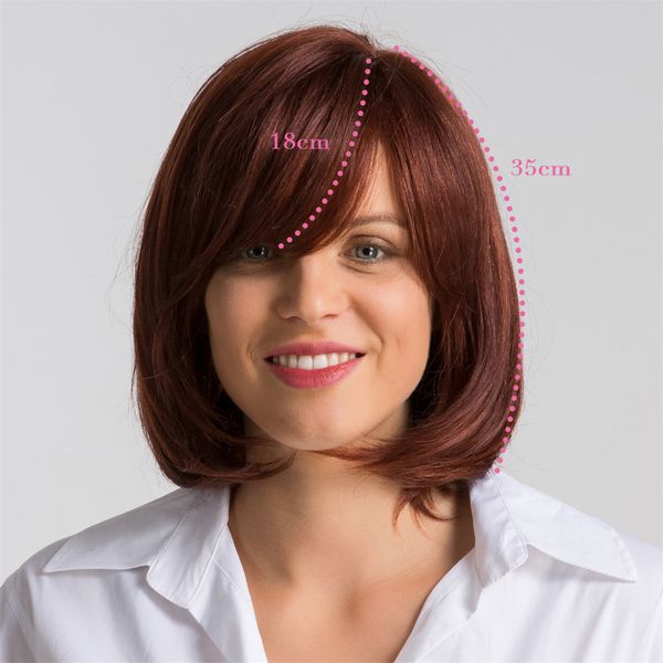 

12 inches women medium-long wigs, fashion womens oblique bangs wig styling cool wig human hair,comes with hair cap and comb, Black