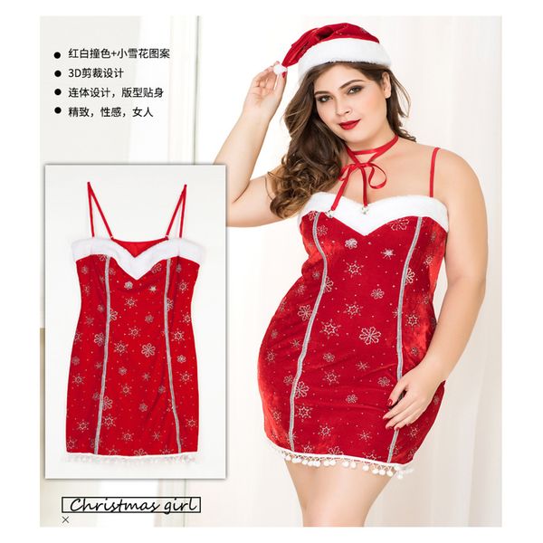 

xxl new 4pcs/set christmas dresses for holiday red snowflake plus size halloween cosplay costume santa clause robe, Silver